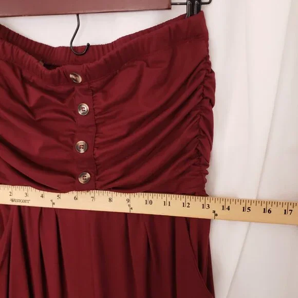 Woman Burgundy Stretchy Cute Tube Top Jumpsuit - Picture 4 of 8